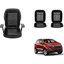 Auto Beast Beaded Plush Velvet Car Seat Cover Cushion for Car Acupressure Massage Comfort Marble Bead Cushion Compatible with Ford Ecosport| Velvet Cushion(1 Pack_Black)