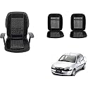 Auto Beast Beaded Plush Velvet Car Seat Cover Cushion for Car Acupressure Massage Comfort Marble Bead Cushion Compatible with Ford Ikon| Velvet Cushion(1 Pack_Black)