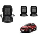 Auto Beast Beaded Plush Velvet Car Seat Cover Cushion for Car Acupressure Massage Comfort Marble Bead Cushion Compatible with Renault Kwid| Velvet Cushion(1 Pack_Black)