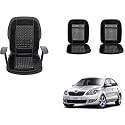 Auto Beast Beaded Plush Velvet Car Seat Cover Cushion for Car Acupressure Massage Comfort Marble Bead Cushion Compatible with Skoda Rapid| Velvet Cushion(1 Pack_Black)