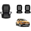 Auto Beast Beaded Plush Velvet Car Seat Cover Cushion for Car Acupressure Massage Comfort Marble Bead Cushion Compatible with Volkswagen Polo Cross| Velvet Cushion(1 Pack_Black)