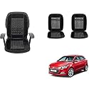 Auto Beast Beaded Plush Velvet Car Seat Cover Cushion for Car Acupressure Massage Comfort Marble Bead Cushion Compatible with I20 Elite| Velvet Cushion(1 Pack_Black)
