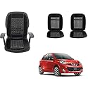 Auto Beast Beaded Plush Velvet Car Seat Cover Cushion for Car Acupressure Massage Comfort Marble Bead Cushion Compatible with Nissan Micra 2015| Velvet Cushion(1 Pack_Black)