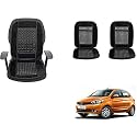 Auto Beast Beaded Plush Velvet Car Seat Cover Cushion for Car Acupressure Massage Comfort Marble Bead Cushion Compatible with Tata Zica| Velvet Cushion(1 Pack_Black)