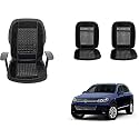 Auto Beast Beaded Plush Velvet Car Seat Cover Cushion for Car Acupressure Massage Comfort Marble Bead Cushion Compatible with Volkswagen Touareg| Velvet Cushion(1 Pack_Black)