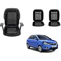 Auto Beast Beaded Plush Velvet Car Seat Cover Cushion for Car Acupressure Massage Comfort Marble Bead Cushion Compatible with Tata Zest| Velvet Cushion(1 Pack_Black)