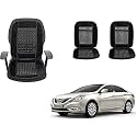Auto Beast Beaded Plush Velvet Car Seat Cover Cushion for Car Acupressure Massage Comfort Marble Bead Cushion Compatible with Sonata Embera| Velvet Cushion(1 Pack_Black)