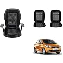 Auto Beast Beaded Plush Velvet Car Seat Cover Cushion for Car Acupressure Massage Comfort Marble Bead Cushion Compatible with Tata Tiago| Velvet Cushion(1 Pack_Black)