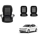 Auto Beast Beaded Plush Velvet Car Seat Cover Cushion for Car Acupressure Massage Comfort Marble Bead Cushion Compatible with Volkswagen Polo Exquisite| Velvet Cushion(1 Pack_Black)