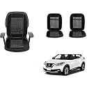 Auto Beast Beaded Plush Velvet Car Seat Cover Cushion for Car Acupressure Massage Comfort Marble Bead Cushion Compatible with Nissan Kicks 2019| Velvet Cushion(1 Pack_Black)