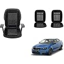 Auto Beast Beaded Plush Velvet Car Seat Cover Cushion for Car Acupressure Massage Comfort Marble Bead Cushion Compatible with Skoda Octavia| Velvet Cushion(1 Pack_Black)