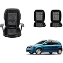 Auto Beast Beaded Plush Velvet Car Seat Cover Cushion for Car Acupressure Massage Comfort Marble Bead Cushion Compatible with Mahindra Verito Vibe| Velvet Cushion(1 Pack_Black)