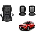 Auto Beast Beaded Plush Velvet Car Seat Cover Cushion for Car Acupressure Massage Comfort Marble Bead Cushion Compatible with Maruti Suzuki Brezza| Velvet Cushion(1 Pack_Black)
