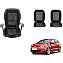 Auto Beast Beaded Plush Velvet Car Seat Cover Cushion for Car Acupressure Massage Comfort Marble Bead Cushion Compatible with Volkswagen Polo| Velvet Cushion(1 Pack_Black)