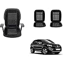 Auto Beast Beaded Plush Velvet Car Seat Cover Cushion for Car Acupressure Massage Comfort Marble Bead Cushion Compatible with Renault Koleos| Velvet Cushion(1 Pack_Black)