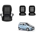 Auto Beast Beaded Plush Velvet Car Seat Cover Cushion for Car Acupressure Massage Comfort Marble Bead Cushion Compatible with Maruti Suzuki WagonR 2010| Velvet Cushion(1 Pack_Black)