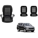 Auto Beast Beaded Plush Velvet Car Seat Cover Cushion for Car Acupressure Massage Comfort Marble Bead Cushion Compatible with Toyota Innova Crysta 2016| Velvet Cushion(1 Pack_Black)