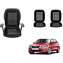 Auto Beast Beaded Plush Velvet Car Seat Cover Cushion for Car Acupressure Massage Comfort Marble Bead Cushion Compatible with Skoda Rapid 2012| Velvet Cushion(1 Pack_Black)