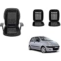 Auto Beast Beaded Plush Velvet Car Seat Cover Cushion for Car Acupressure Massage Comfort Marble Bead Cushion Compatible with Daewoo Matiz| Velvet Cushion(1 Pack_Black)