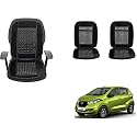 Auto Beast Beaded Plush Velvet Car Seat Cover Cushion for Car Acupressure Massage Comfort Marble Bead Cushion Compatible with Datsun Redi Go| Velvet Cushion(1 Pack_Black)