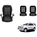 Auto Beast Beaded Plush Velvet Car Seat Cover Cushion for Car Acupressure Massage Comfort Marble Bead Cushion Compatible with Toyota Fortuner Old| Velvet Cushion(1 Pack_Black)