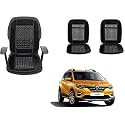Auto Beast Beaded Plush Velvet Car Seat Cover Cushion for Car Acupressure Massage Comfort Marble Bead Cushion Compatible with Renault Triber| Velvet Cushion(1 Pack_Black)