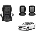Auto Beast Beaded Plush Velvet Car Seat Cover Cushion for Car Acupressure Massage Comfort Marble Bead Cushion Compatible with Cruze LS| Velvet Cushion(1 Pack_Black)