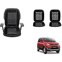 Auto Beast Beaded Plush Velvet Car Seat Cover Cushion for Car Acupressure Massage Comfort Marble Bead Cushion Compatible with Mahindra Nuvo Sport| Velvet Cushion(1 Pack_Black)