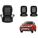 Auto Beast Beaded Plush Velvet Car Seat Cover Cushion for Car Acupressure Massage Comfort Marble Bead Cushion Compatible with Maruti Suzuki Brezza 2020| Velvet Cushion(1 Pack_Black)