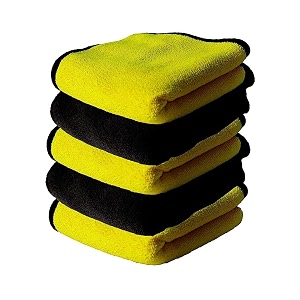 auto beast microfiber cleaning cloth for car  cleaning cloth for kitchen amp home  650gsm multipurpose cloths - automotive microfiber towels 40x40cm_5pack_yellow amp grey