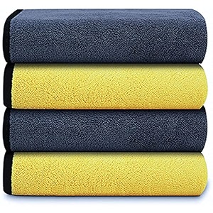 auto beast microfiber cleaning cloth for car  cleaning cloth for kitchen amp home  900gsm multipurpose cloths - automotive microfiber towels for car cleaningbikekitchen 40x60cm_4p_yellow amp grey
