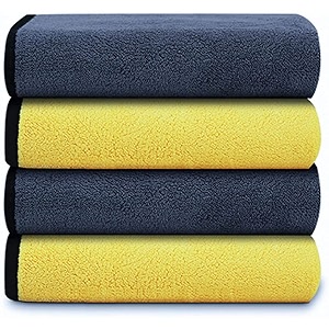 auto beast microfiber cleaning cloth for car  cleaning cloth for kitchen amp home  800gsm multipurpose cloths - automotive microfiber towels for car cleaningbikekitchen 40x60cm_4p_yellow amp grey