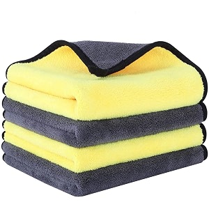 auto beast microfiber cleaning cloth for car  cleaning cloth for kitchen amp home  500gsm multipurpose cloths - automotive microfiber towels 40x40cm_4pack_yellow amp grey