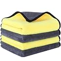 Auto Beast Microfiber Cleaning Cloth for car | Cleaning Cloth for Kitchen &amp; Home | 750GSM Multipurpose Cloths - Automotive Microfiber Towels (40x40cm_4Pack_Yellow &amp; Grey)