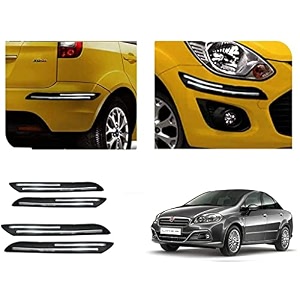 auto beast rubber car bumper protector guard with doublechrome strip compatible with linea new car  car bumper protector set 4