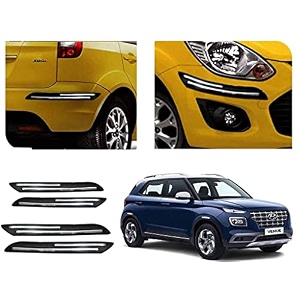 auto beast rubber car bumper protector guard with doublechrome strip compatible with venue car  car bumper protector set 4