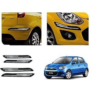 auto beast rubber car bumper protector guard with doublechrome strip compatible with nissan micra car  car bumper protector set 4