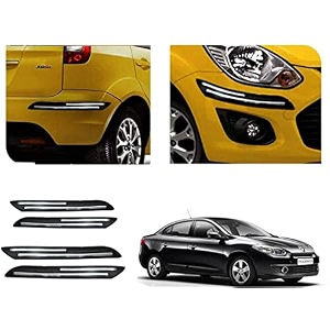 auto beast rubber car bumper protector guard with doublechrome strip compatible with renault fluence car  car bumper protector set 4
