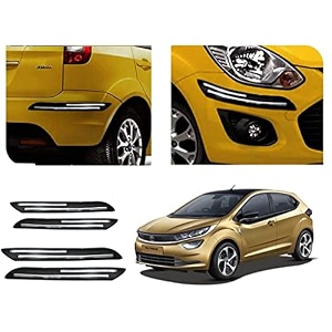 auto beast rubber car bumper protector guard with doublechrome strip compatible with tata altroz car  car bumper protector set 4