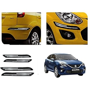 auto beast rubber car bumper protector guard with doublechrome strip compatible with maruti suzuki baleno 2020 car  car bumper protector set 4