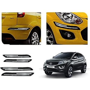 auto beast rubber car bumper protector guard with doublechrome strip compatible with tata nexon car  car bumper protector set 4