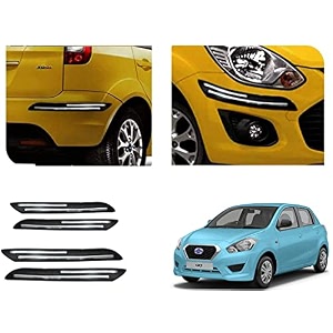 auto beast rubber car bumper protector guard with doublechrome strip compatible with datsun go car  car bumper protector set 4