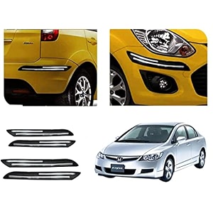auto beast rubber car bumper protector guard with double chrome strip compatible with civic car  car bumper protector set 4