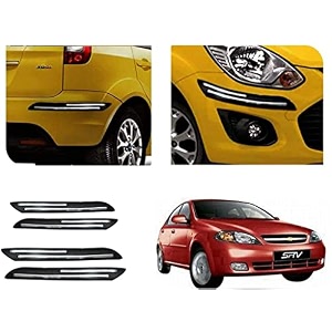 auto beast rubber car bumper protector guard with doublechrome strip compatible with optra srv car  car bumper protector set 4
