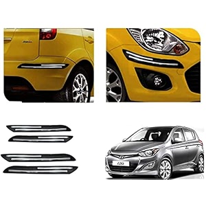 auto beast rubber car bumper protector guard with doublechrome strip compatible with i20 type 2 car  car bumper protector set 4