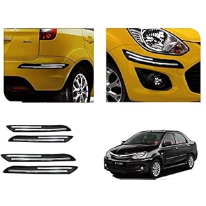 auto beast rubber car bumper protector guard with doublechrome strip compatible with toyota etios car  car bumper protector set 4