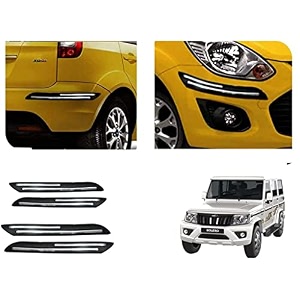 auto beast rubber car bumper protector guard with doublechrome strip compatible with mahindra bolero 2020 car  car bumper protector set 4