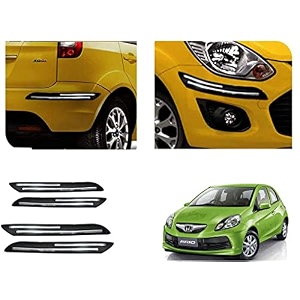 auto beast rubber car bumper protector guard with doublechrome strip compatible with brio car  car bumper protector set 4
