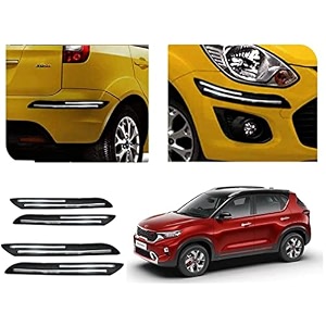 auto beast rubber car bumper protector guard with doublechrome strip compatible with kai sonet car  car bumper protector set 4