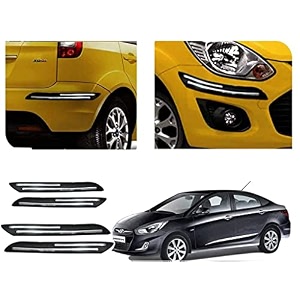auto beast rubber car bumper protector guard with doublechrome strip compatible with verna fluidic car  car bumper protector set 4